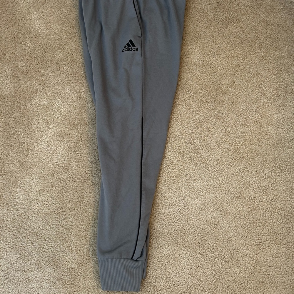 Adidas Gray Joggers with Tapered Fit and Elastic Cuffs